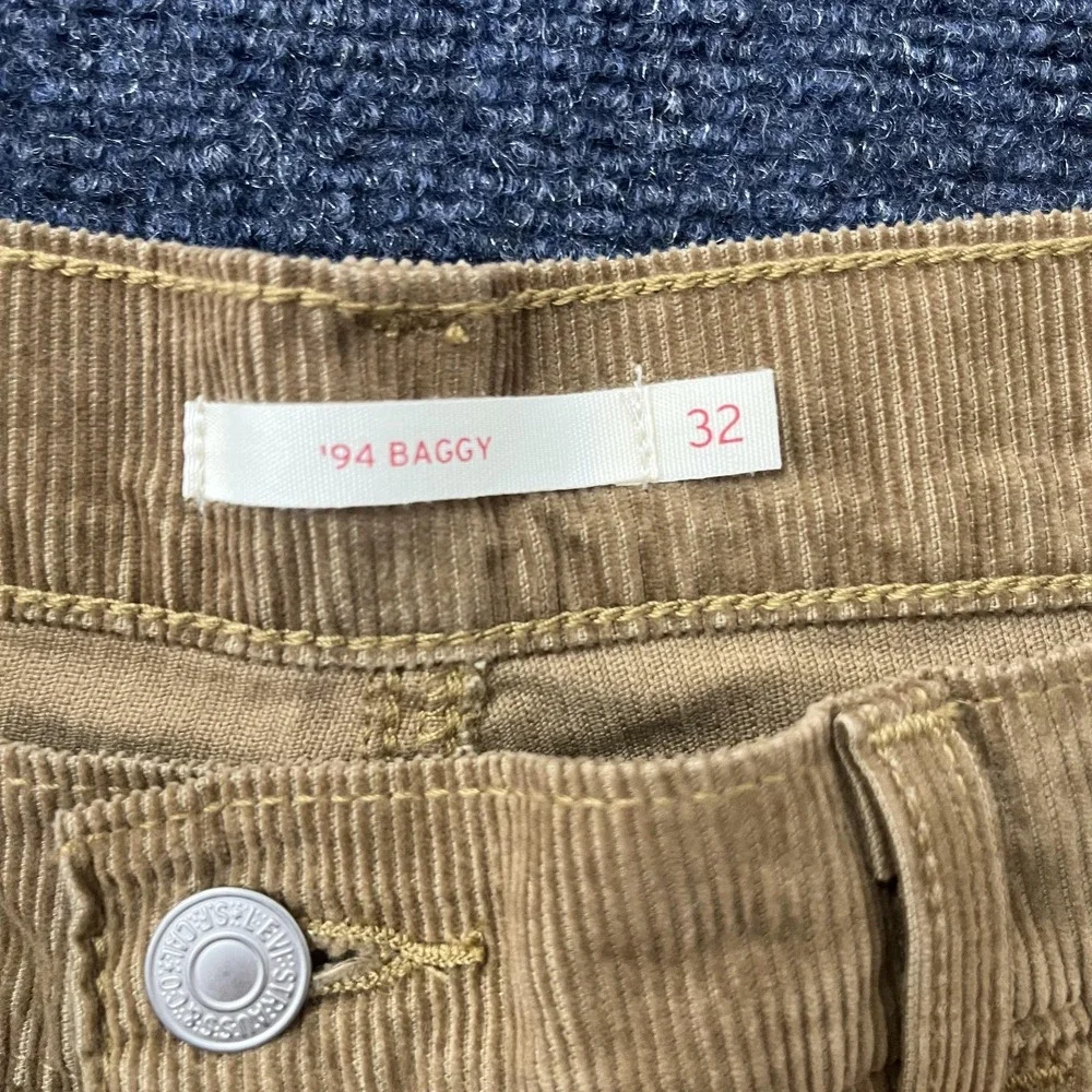 Levis 94 Baggy Pants‎ Mens 32x30 Brown Corduroy Relaxed Straight Leg Casual